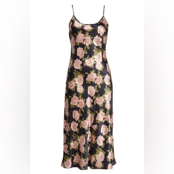 NWT Reformation Alisal Floral Print Silk Midi Slip Dress in Black $248 size XS - Picture 4 of 13